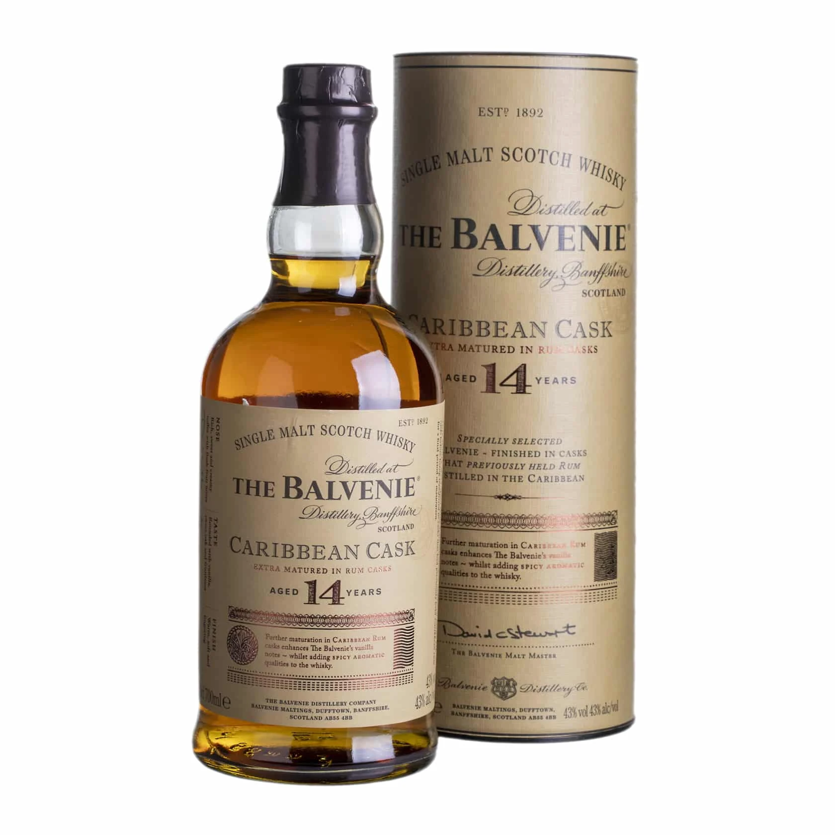 Whisky The Balvenie 14 YO Caribbean Rum Cask Speyside Single Malt 43%
