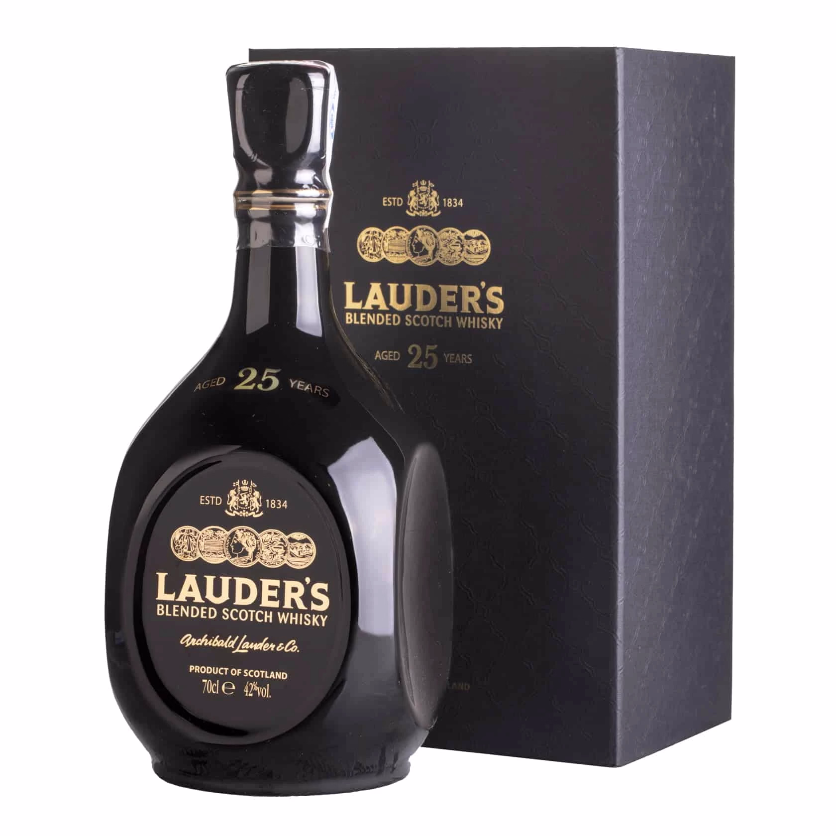 _A6A2927 Whisky Lauder’s 25 YO Blended Scotch Black Bottle