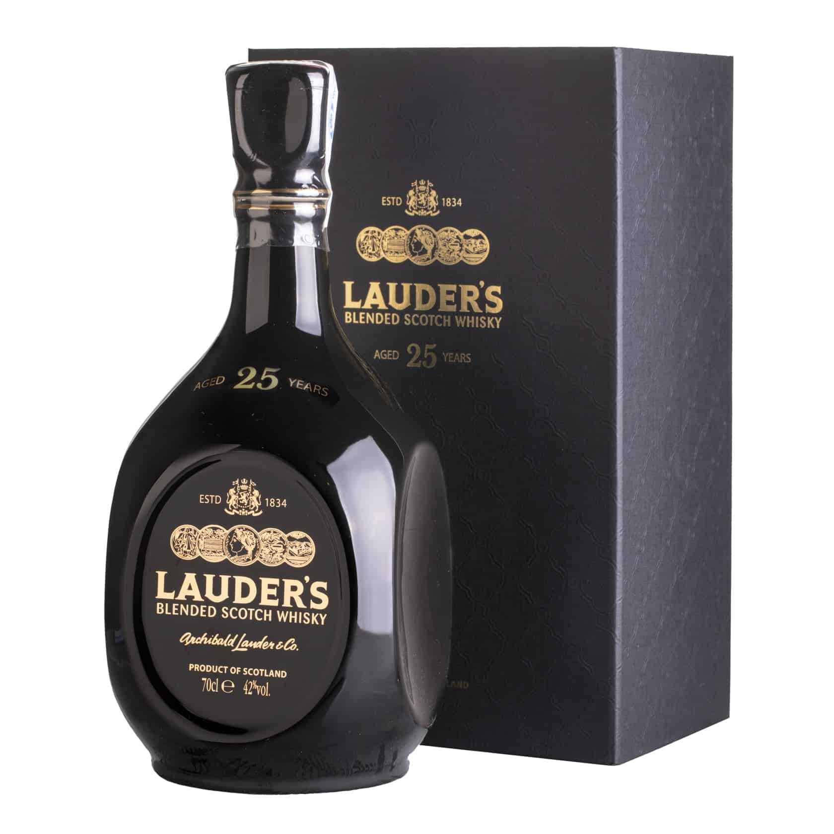 Whisky Lauder's 25 YO Blended Scotch Black Bottle