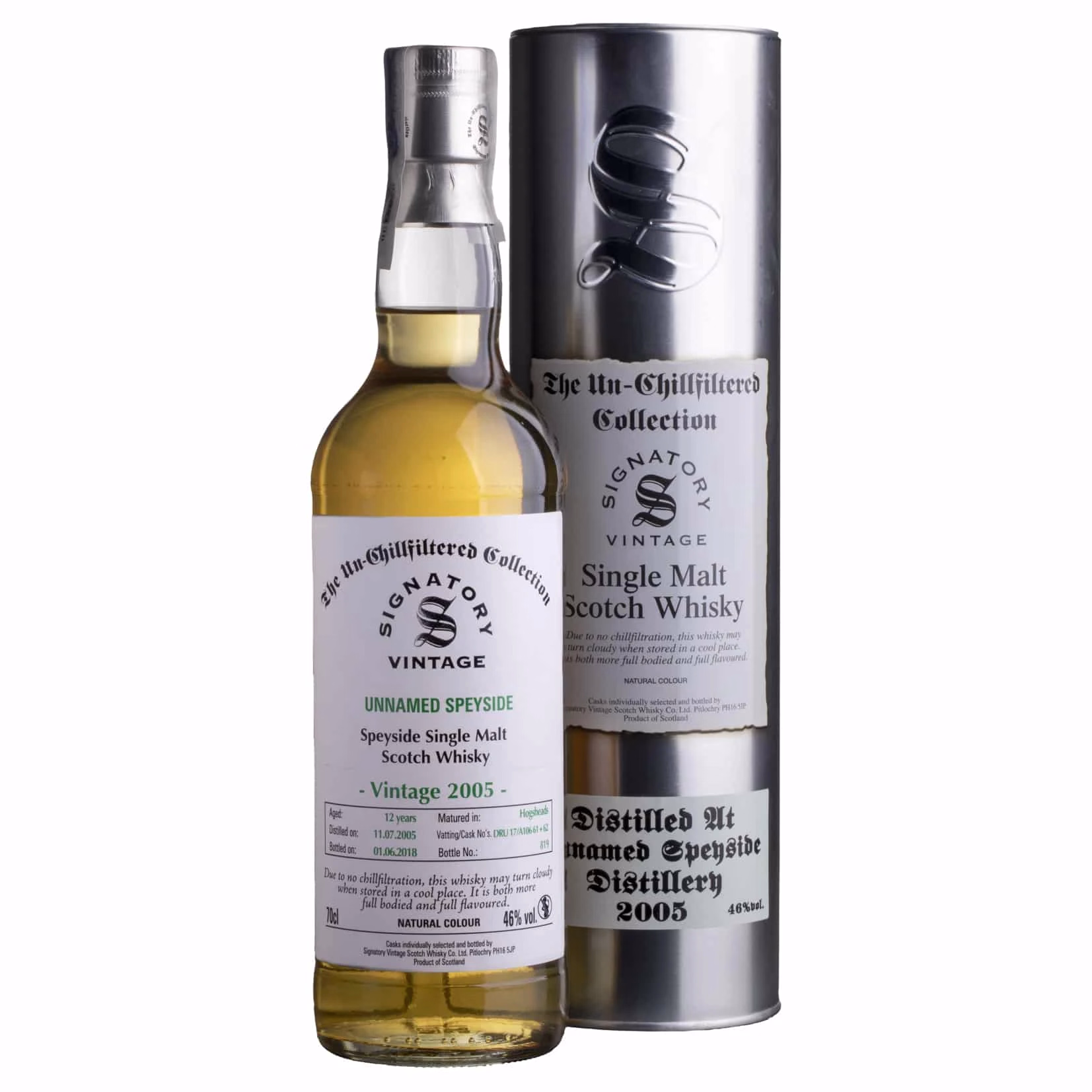 Whisky Signatory Unnamed Speyside Un-Chillfiltered Single Malt 2005 12 YO 46% 4 Whisky Signatory Unnamed Speyside Un-Chillfiltered Single Malt 2005 12 YO 46%