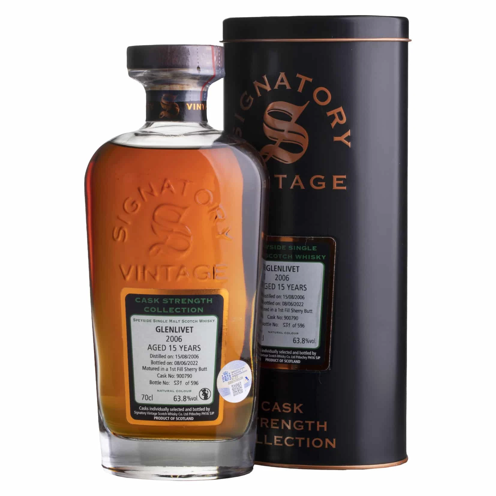 Whisky Signatory Glenlivet Cask Strength Speyside Single Malt 2006 15 YO 63,8%